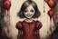 Placeholder: body anormal, smile blood, girl cute, watercolor illustration by <John Kenn Mortensen>, darkred tones,