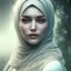 Placeholder: close up portrait of fog as woman in hijab, fine detail, highly intricate, modern surrealism painting, defined cracks and breaks, high-quality, volumetric lighting, 8k, ultrahd, George Grie, Marco Escobedo, Igor Morski,Brian Froud, Howard Lyon, Selina French,