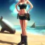 Placeholder: Sonya Blade, on the beach