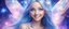 Placeholder: entire face and head of a beautiful bright little fairy cosmic women with cosmic long straight hair, crystal jewel and dressed with a magic crystal suit. she has light make up and a sweety smile. she has a magic bright ray