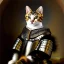 Placeholder: retrato de un gato con armadura montando una zebra con estilo de Rembrandt