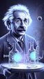 Placeholder: Albert Einstein, detailed and intricate calligraphy ink painting of a "cyborg Mad Scientist" holding beakers, outer space Background cosmic fractals, dystopian, concept art, unreal engine 5, god rays, ray tracing, RTX, lumen lighting, ultra detail, volumetric lighting, 3d, finely drawn, high definition, high resolution. award-winning: professional portrait: atmospheric: commanding: fantastical: clarity: 16k: ultra quality: striking: brilliance: stunning colors: amazing depth: masterfully crafted