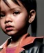 Placeholder: Rihanna toddler, full height, leather jacket, soft skin, dramatic lighting, hyper realistic