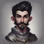 Placeholder: Generate a dungeons and dragons character portrait of the face of a male cleric of twilight handsome rock gnome blessed by the goddess Selune. He has black hair, eyebrows, moustache and goatee. He's 19 years old. His eyes are dark grey. His eyebrows must be the same color as his hair.