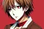 Placeholder: Detailed pretty anime boy, brown hair with blonde strips, keep head in frame, headshot, glaring, brown eyes, covered in bandages, looking serious, illustration, digital painting, only one character, color scheme red, wearing many bandages, Osamu Dazai inspired, anime inspired, manga, dazai, red hair, Chuuya, pretty, scruffy, angry, brooding, manga inspired, small nose, long lower eyelashes, handsome, widows peak, headshot, glaring, cute, wearing a bandage on neck, small nose, scruffy hair