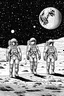 Placeholder: personas en el espacio caminando sobre la luna en blanco y negro y estilo realista