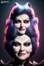 Placeholder: Mae West as evil queen in black leather, leather, busty, cleavage, angry, stern look. character design by cory loftis, fenghua zhong, ryohei hase, ismail inceoglu and ruan jia. unreal engine 5, artistic lighting, highly detailed, photorealistic, fantasy