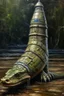 Placeholder: crocodile that looks like a rocket, prize winning oil painting