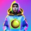 Placeholder: latin woman teenager, few freckles, gold teeth, bubble hoodie, purpurin, retro futuristic, latex dress, gradient color, BLUE, PINK, CYAN, neon, insanely detailed, 16k resolution, perfect eyes, cinematic smooth, intricate detail