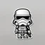 Placeholder: sticker style, trooper from star wars, low detail, fewer colors, chibi, very simple,white border, minimalism