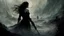 Placeholder: Dark fantasy world, girl, battle, mist, battlefield, Lovecraft's Monster in the background, dark colors, Luis Royo & Raymond Swanland & Alyssa Monks & Anna Razumovskaya