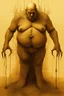 Placeholder: The full body of a fat old man , use the face in the picture , holding a cane , front view camera, decayed and rotting with grotesque proportions and imagery. surreal horror, biomechanical design, by hr giger and beksinski , fine lines draw