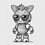 Placeholder: coloring page, no shadow, no shading , minimalistic art , High Quality Pixels a Cute and Playful kawaii Zebra robot, add sunglass , thick line , blod line, very low details, with white background, simple coloring page