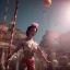 Placeholder: Ultra realistic circus scene. Classic acrobat woman, waist up view, Wes Anderson style, happy, bubbles, highly detailed, concept art, unreal engine 5, god rays, ray tracing, RTX, lumen lighting, ultra detail, volumetric lighting, 3d, finely drawn, high definition, high resolution.