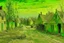 Placeholder: A lime green abandoned plague town painted by Claude Monet