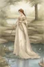 Placeholder: [Medieval] A woman princess in dress around a pond