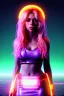 Placeholder: portrait, Shakira, blonde artist, angry, Realistic image, latex style dress. Skewers, loose long hair, eyes make up, perfect, glow, circle iris. Neon colors, leds, geometric shapes. Dark background, photo studio, neon lights. Cyberpunk, concept art, smooth, unreal engine 5, god lights, ray tracing, RTX, lumen lighting, ultra detail, volumetric lighting, 3d, finely drawn, high definition, 4k.