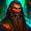 Placeholder: dnd, fantasy, wizard, portrait, face, close up, long beard, black hair, angular features, exotic features, long, slender
