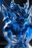 Placeholder: transparent gemstone gargoyle, in blue fire chrome casino, high detail, 8k, cinematic, depth of field, art