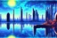 Placeholder: Science fiction Cyberpunk buildings, exoplanet, lake, impressionism painting