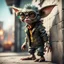 Placeholder: cool gremlin leaning against a wall, wearing flip down colored glasses, in the style of a fallout 4,bokeh like f/0.8, tilt-shift lens 8k, high detail, smooth render, down-light, unreal engine, prize winning