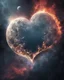 Placeholder: Moon in shape of realisitic heart, biological heart, cinematic, {abstract}, depression, space background, atmospheric, fire, DLSR, soft focus, dispersion