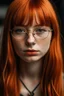 Placeholder: girl with ginger hair in a fringe with glasses and a septum piercing