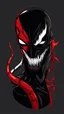 Placeholder: vector art, venom deadpool hybrid, illustration, black background, Vectorstock, flat