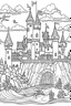 Placeholder: castle with mermaid kids coloring book sketch