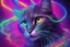 Placeholder: Black light art, neon cat