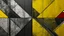 Placeholder: Crea una obra pictórica original con pintura de apariencia arqueológica; composición: diagonal amplia que atraviesa el soporte; referente visual: isla cromática; paleta: amarillo maíz, rojo oscuro y gris carbón; técnica: óleo muy mate con huellas de herramienta; textura: con cambios bruscos de densidad; formas: ventanas geométricas; gesto: línea de grafito quebrada; espacio: panorama reducido a franjas; iluminación: luz fría filtrada; bordes: límites de alto contraste; ritmo: dosificación mínima