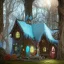 Placeholder: a fantasy witch house in the woods made of gingerbread, cerulean frosting, and pastel candies, 8k, flickering light, centered, high-quality, fine-detail, digital art, detailed matte, volumetric lighting, illustration, 3D octane render, brian froud, howard lyon, ben goossens, George Grie, alphonse mucha