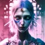 Placeholder: Singer Danish MØ face, wildflower, darkblue tones, background liquid, blood, guts, soft smooth lighting, intricate, watercolor soft pastel colors, pastel colors, Abstract Yoji Shinkawa, red tones, nice cyberpunk, dark tones, beautiful cyberpunk, huge girl, high lighting,