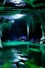 Placeholder: An under water crystal amethyst cave , with black sparkles , as a private place for a mermaid