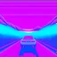 Placeholder: Vaporwave sci-fi scene car driving to the distance