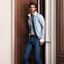 Placeholder: You lean casually against the doorframe, ensuring he gets the full view of your outfit. "Hey there, handsome," you purr, pushing the contract toward him with one hand while giving your hair a dramatic toss with the other.
