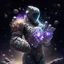 Placeholder: A battle suit made of galaxies and stars with a glove that has seven endless stones