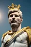 Placeholder: Realistic image, Roman sculpture made in white marble with gold veins, Lionel messi with gold laurel leaves crown, decorative star on the chest, waist up portrait, marble material, gold ornaments, Baroque style, sun rays background, epic, celestial, cinematic lighting, God lights, 4k resolution, smooth details, soft lighting, unreal engine 5, art station, substance 3d.