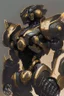 Placeholder: black mecha with golden ornaments, comic style