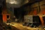 Placeholder: A dark grayish brown underground mine with minecarts designed in Heidrun manuscripts painted by George Inness