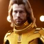 Placeholder: beautiful cosmic golden male, long hair, nice smiling, delicate colors, beautiful glamour galactic golden dress, ultra sharp focus, 8k, unreal engine 5, extremely sharp detail, light effect, soft light atmosphere of a spaceship, smooth, full of details, face in front, complete vision of face and body