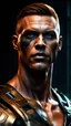 Placeholder: portrait of a 35 year old Handsome muscular mercenary with light bronze skin. dark science fiction. photorealistic