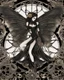 Placeholder: gothic, steampunk delicate metal woman, dragonfly, wings, black background