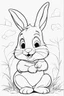 Placeholder: blank colouring book, white blank background, simple picture for toddlers, rabbit, disney and pixar style