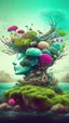 Placeholder: surreal abstract artwork that combines elements of nature, technology and human emotions