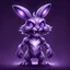 Placeholder: Bipedal creature resembling a rabbit made out of purple amethyst and has glowing white eyes and a jagged fanged grin in cartoon art style