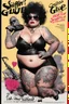 Placeholder: SNIFFIN’ GLUE magazine high res photo cover by Ralph Steadman: special bombshell in agent provocateur for her with curvy tattoos issue; guest star : Bebop and Rocksteady