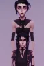 Placeholder: standing goth witch young black hair mascara tears beautiful magic