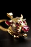 Placeholder: A pendant for a necklace, a big sitting Pumbaa from the lion king in gold with diamonds and big tusks with eyes made of ruby