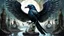 Placeholder: A gritty, full-body shot of an insatiably evil black opal iridescent pearlescent dark white raven alien hybrid with a steampunk harp in a surreal landscape, with sharp ivory teeth, macabre, Dariusz Zawadzki art style, liminal spaces, horror art, dark gaming background, wet, glossy, horror art, trypophobia, eerie, intricate details, HDR, beautifully shot, hyperrealistic, sharp focus, back lit, 64 megapixels, perfect composition, high contrast, cinematic